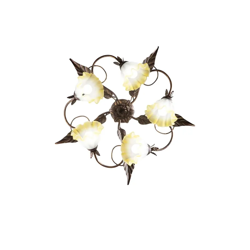 Plafoniera Tristano 5 luci 68x20 cm marrone