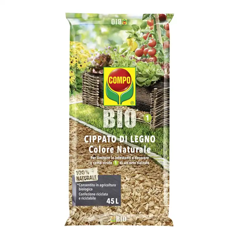 Cippato di legno color naturale Compo Bio 45 l