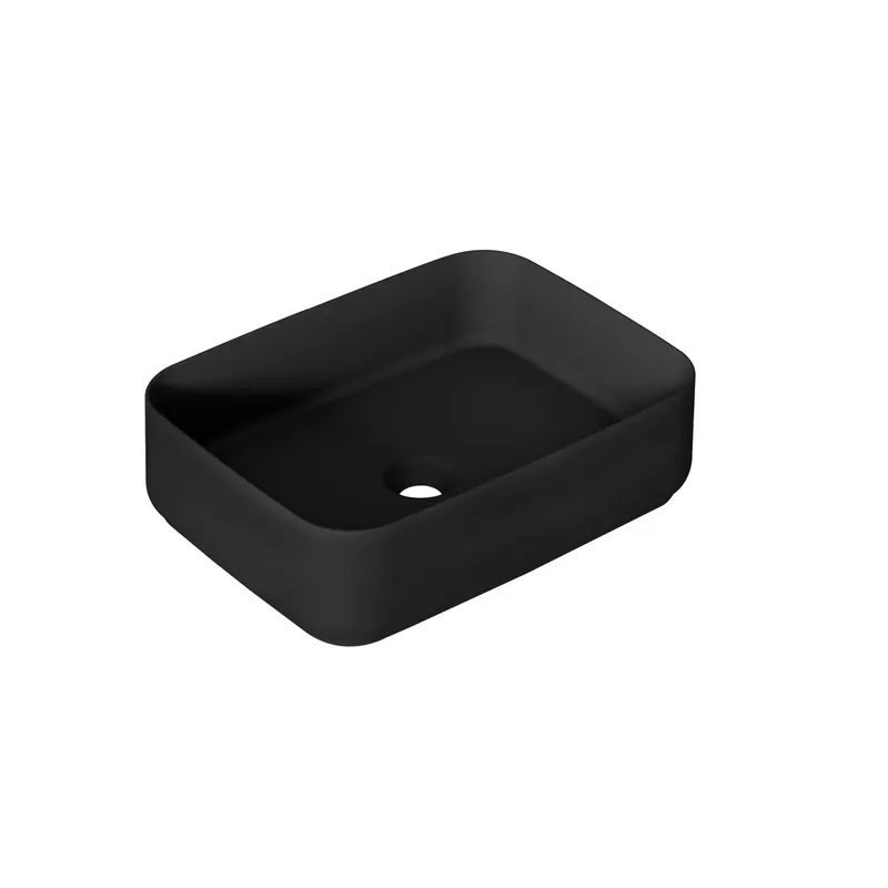 Lavabo da appoggio rettangolare in ceramica 50x12x36 cm Nero opaco