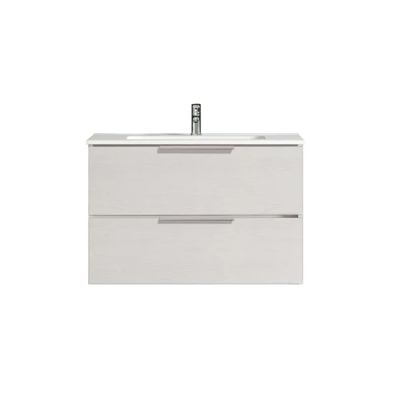 Mobile bagno lavabo sospeso Chloe 2 cassetti 80 cm bianco
