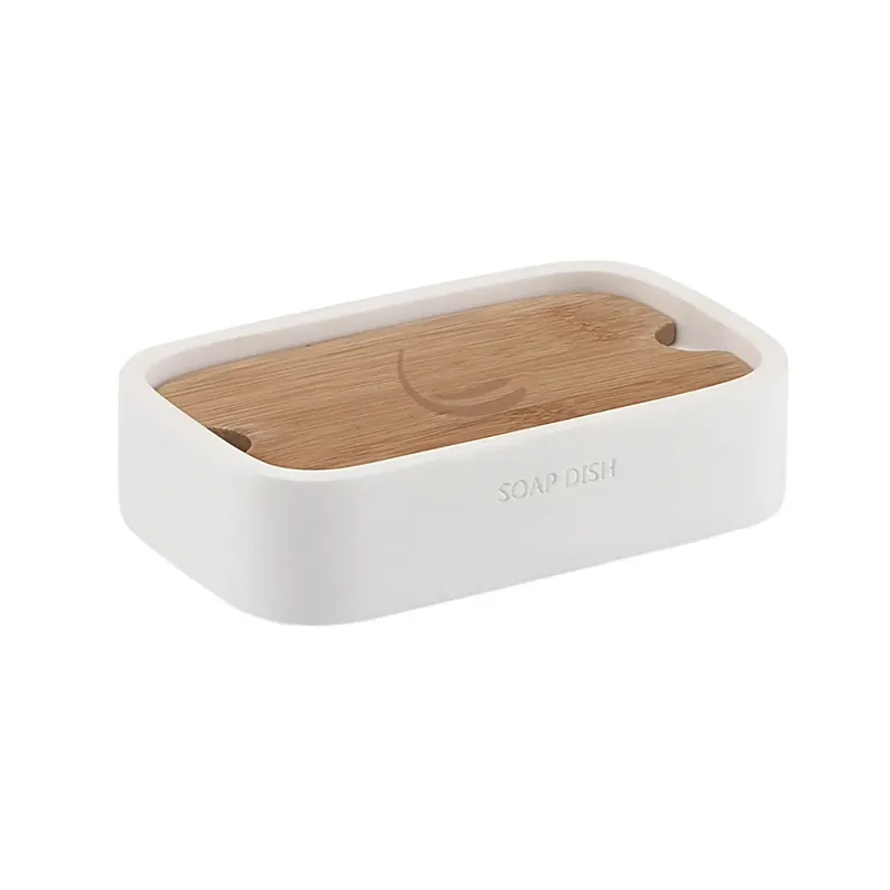 Portasapone bagno Ninfea in resina e bambù bianco opaco