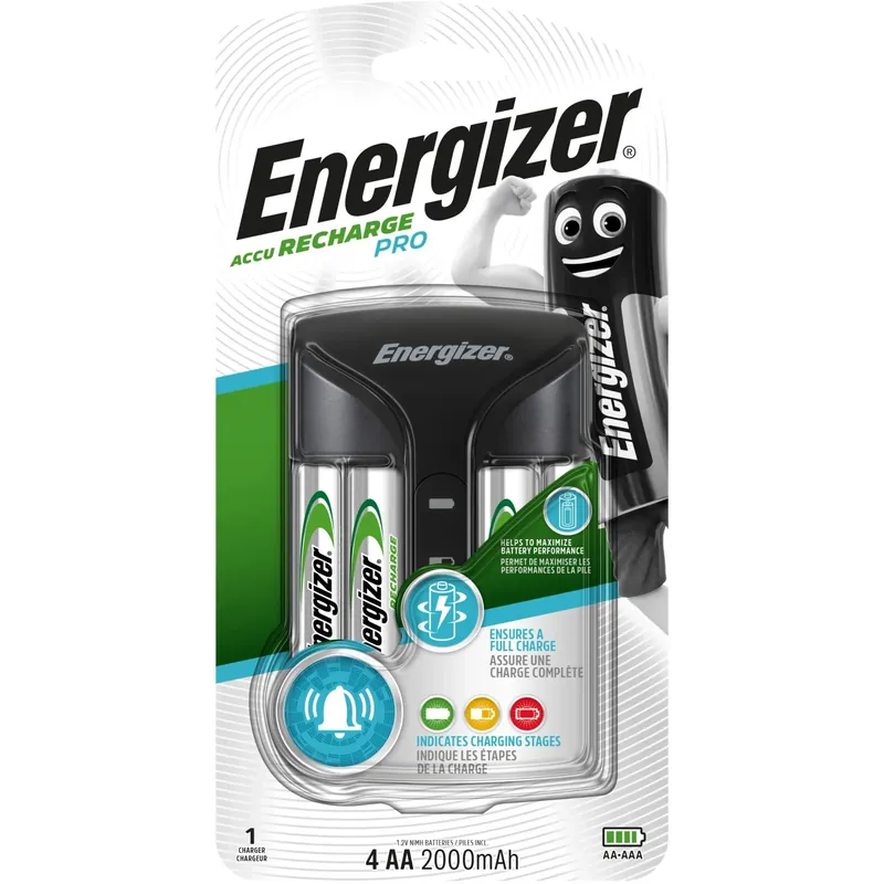 Caricatore Energizer Pro Charger e batteria ricaricabile Power Plus AA 4 pz