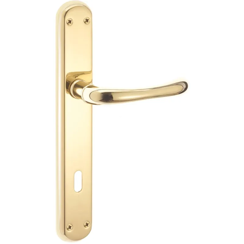 Maniglia modello sette con placca patent ottone lucido 90 mm