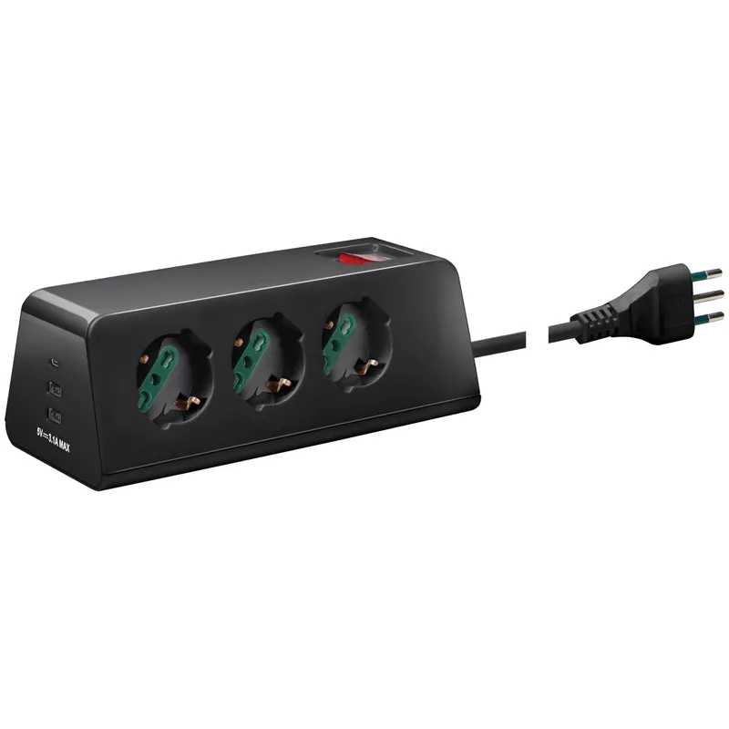Multipresa scrivania Vimar 3 universali e 3 USB 2 m nero