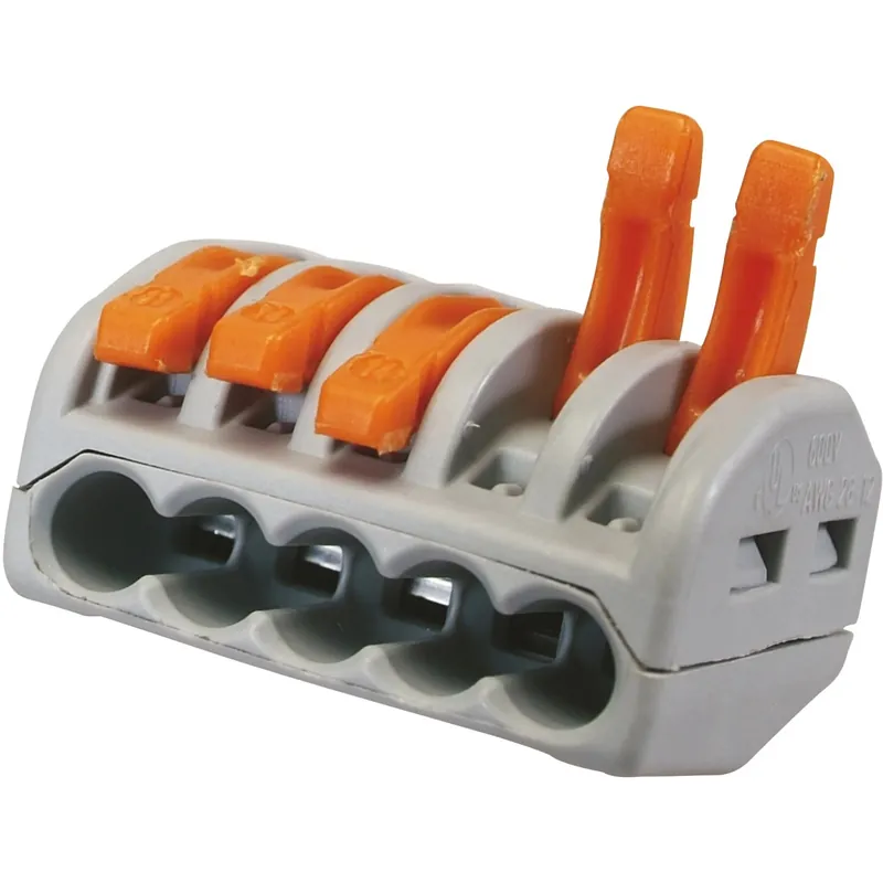 Morsetti unipolari a levetta a cinque entrate 400 V grigio 3 pz
