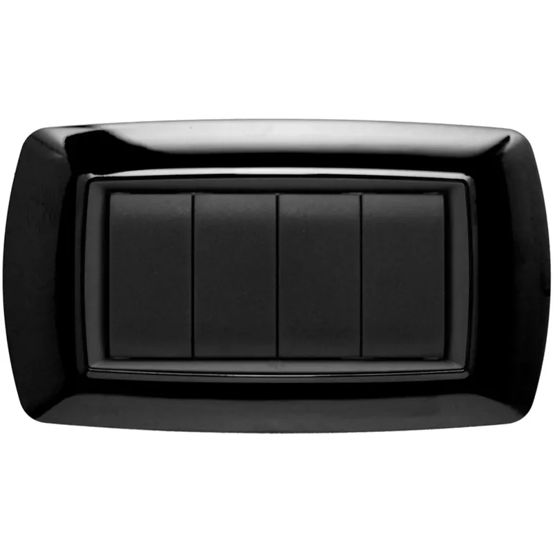 Placca a 4 moduli tecnopolimero colore nero