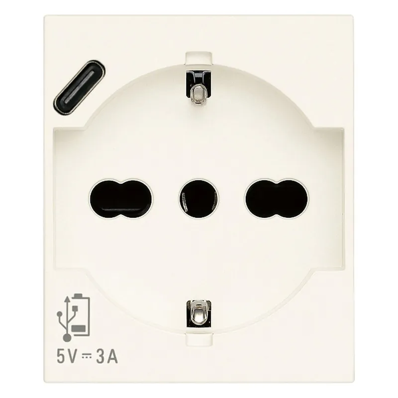 Presa elettrica Vimar 2P+T 16A universale + USB C bianco