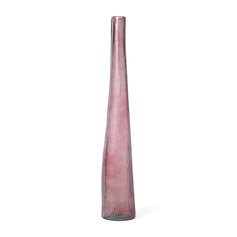Vaso vitro monofiore in vetro scatola avana Ø9xH55 cm bordeaux