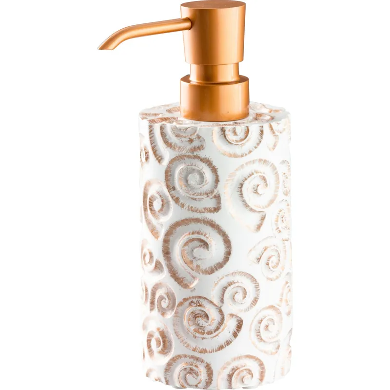 Dispenser sapone Nautilus in resina bianco oro