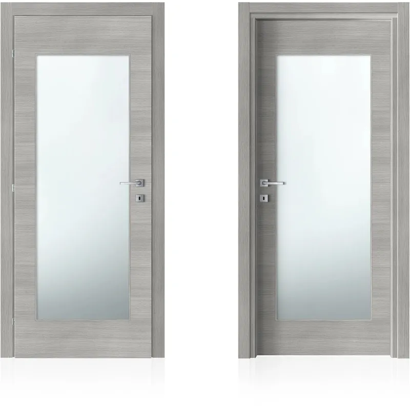Porta battente vetrata reversibile Bormio grigio peltro 210x70 cm