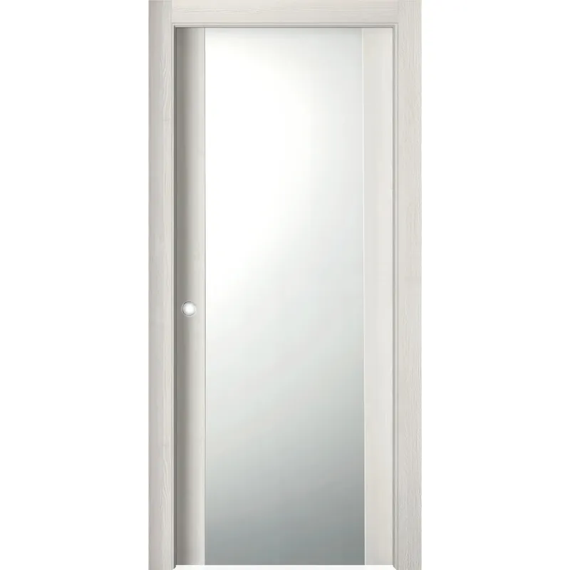 Porta scorrevole vetrata reversibile Manaslu acero neve 210x70 cm