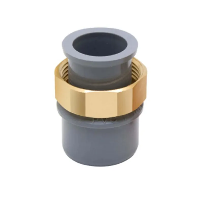 Codulo diritto multiuso pvc grigio ad incollo ø40/32 mm con dado ottone Ø 1"1/4