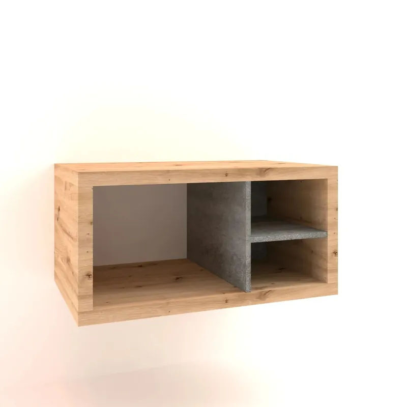 Mobile bagno base lavabo sospeso 80 cm rovere/cemento con vano a giorno