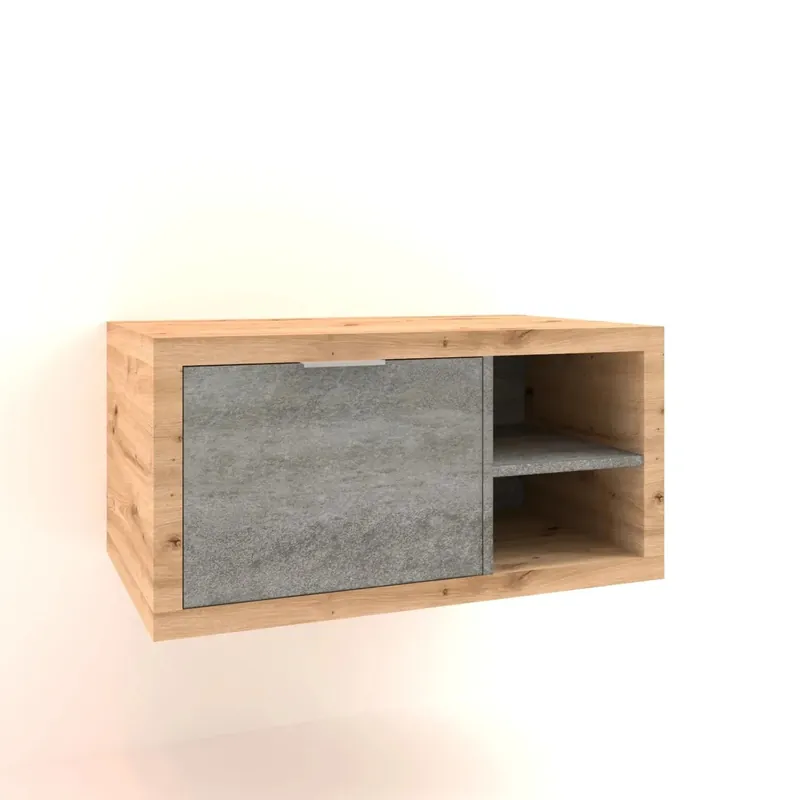 Mobile bagno base lavabo sospeso 80 cm rovere/cemento dx