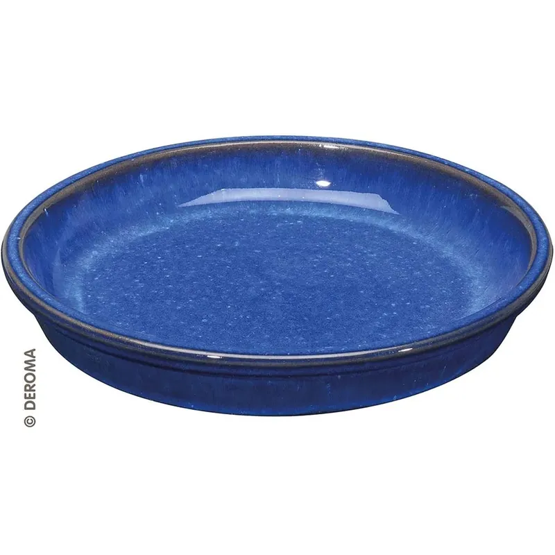 Sottovaso in terracotta smaltata Kinfolk Deroma blu Ø 22 cm