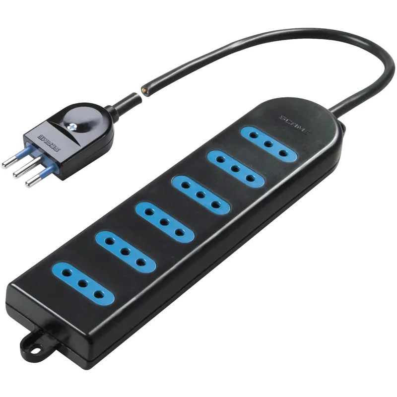 Presa multipla 6 prese 10 A cavo 1,5 m nera