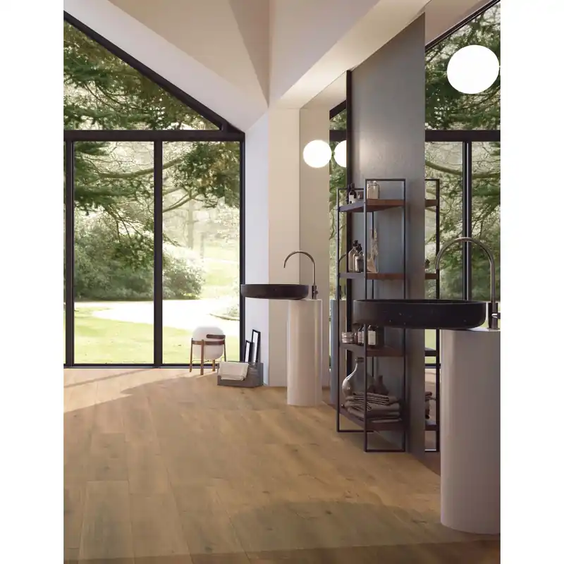 Piastrella in gres porcellanato Alpi effetto legno rovere 26,5x180 cm 1,44 m²