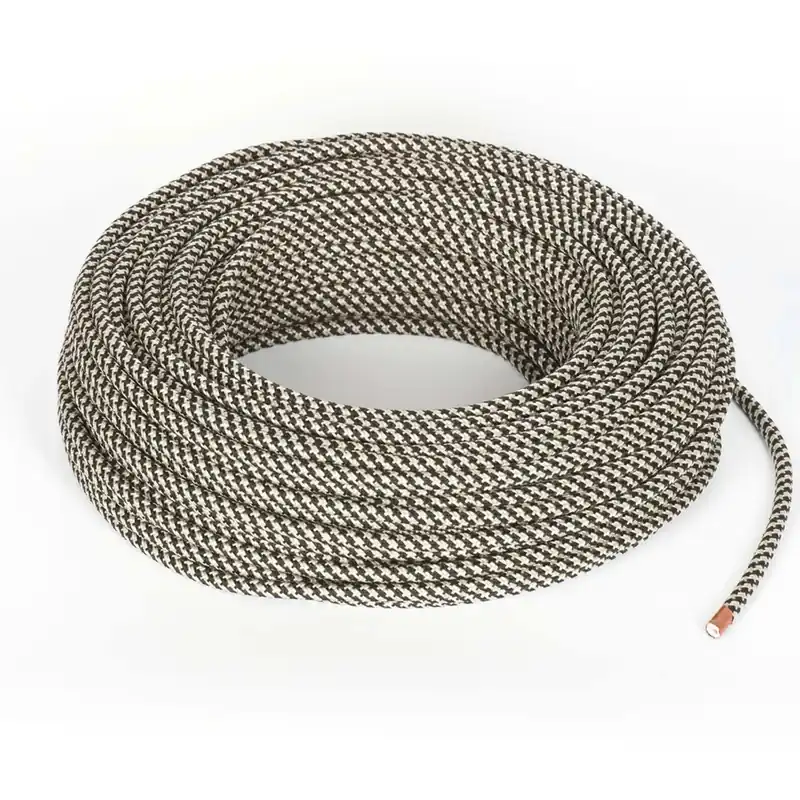 Cavo tessile rotondo 2 x 0,75 mm² sabbia/nero 3 m