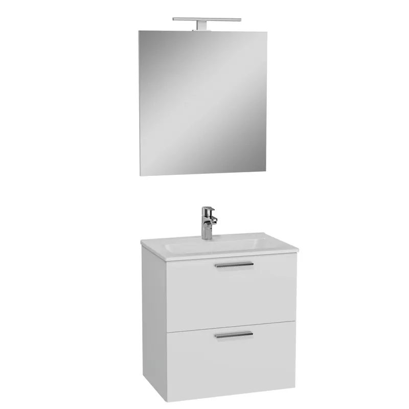 Mobile bagno con lavabo e specchio LED sospeso Stella 60x45x61 cm bianco