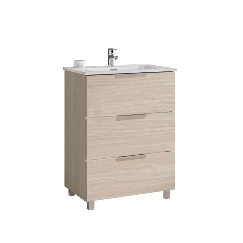 Mobile bagno lavabo sospeso Chloe 3 cassetti 60 cm olmo