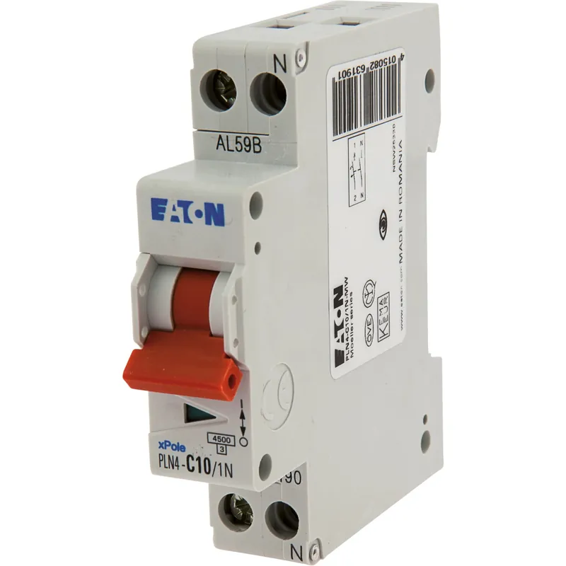 Interruttore magnetotermico 10 A 1P+N 230V, 4,5 KA, 1 modulo DIN grigio