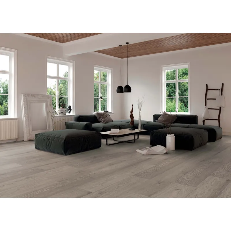 Pavimento SPC Oak Taranto Solid rovere grigio sp 5 mm 121,8x24,2 cm