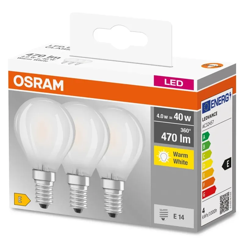 Lampadine LED E14 forma a sfera Osram 3 pz