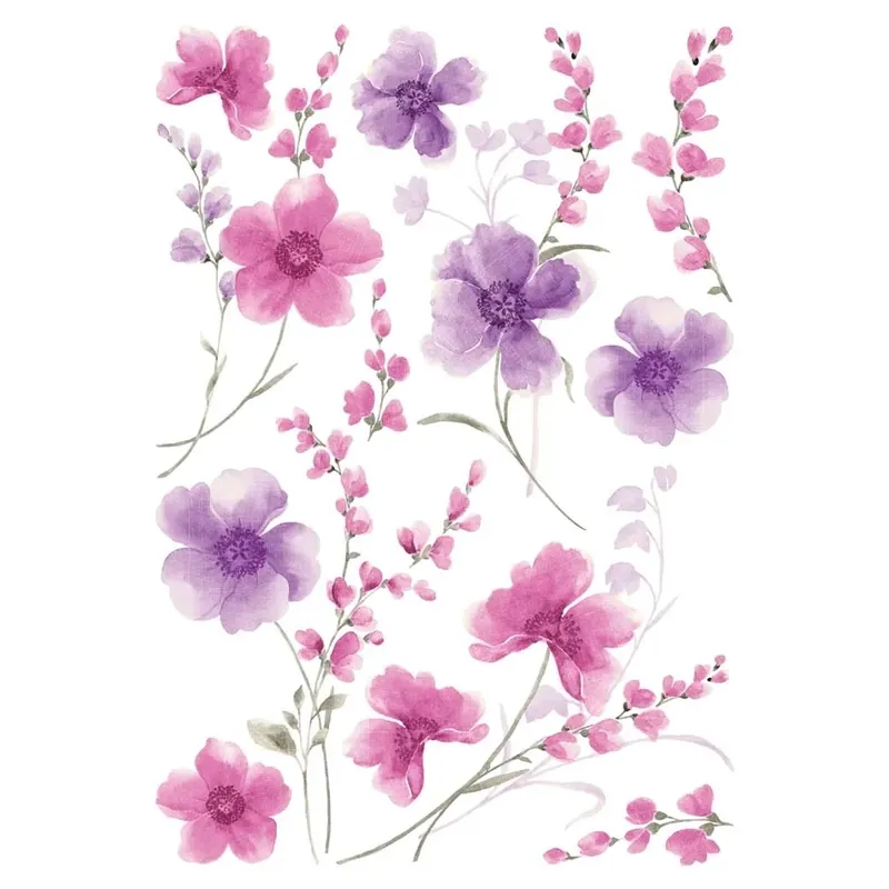 Decorazione adesiva per parete fiori viola 47x65 cm