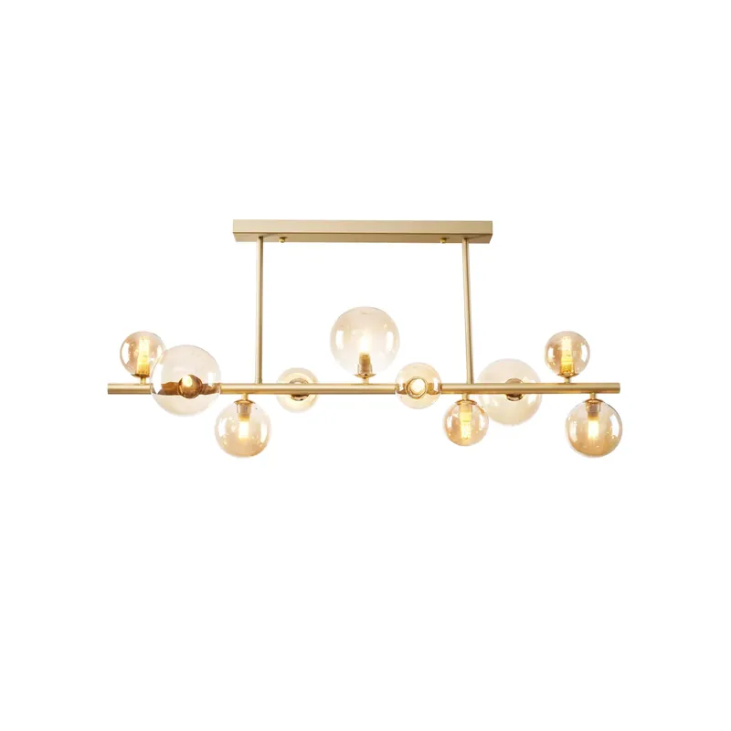 Plafoniera Fenix 10 luci G9 metallo oro e vetro H 44x87 cm