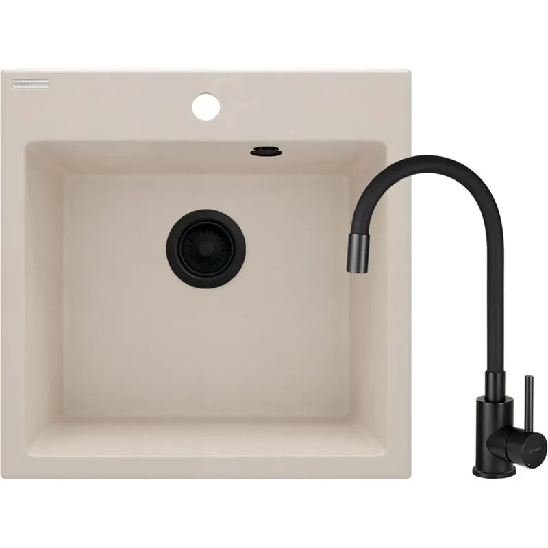 Lavello 1 vasca Idrostile Banes con rubinetto 500x216 mm beige