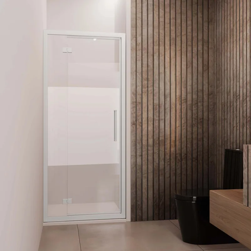 Porta battente con fisso reversibile doccia Lux 87/93 cm bianco opaco