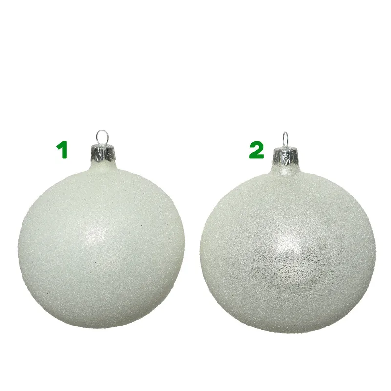 Palla in vetro bianca\\/argento 10 cm