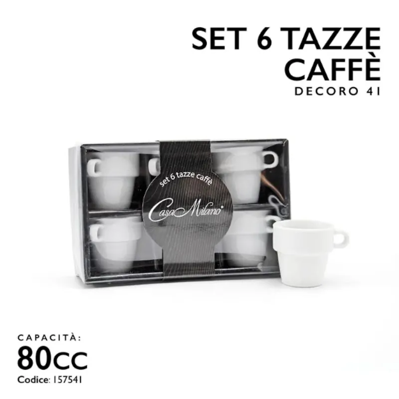 Set 6 Tazzine da Caffè bianco