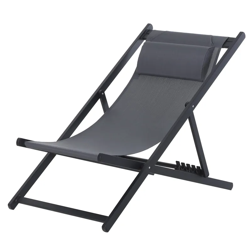 EASYCOMFORT Set 2 Sedie Sdraio Pieghevoli in Alluminio e Texilene Grigio