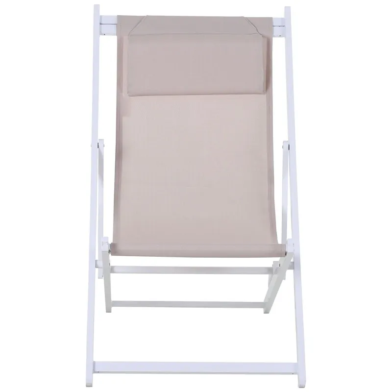 EASYCOMFORT Set 2 Sedie Sdraio da Esterni, Lettini da Giardino Pieghevoli e Reclinabili, in Alluminio, 96.5x58x91.5 cm, Beige
