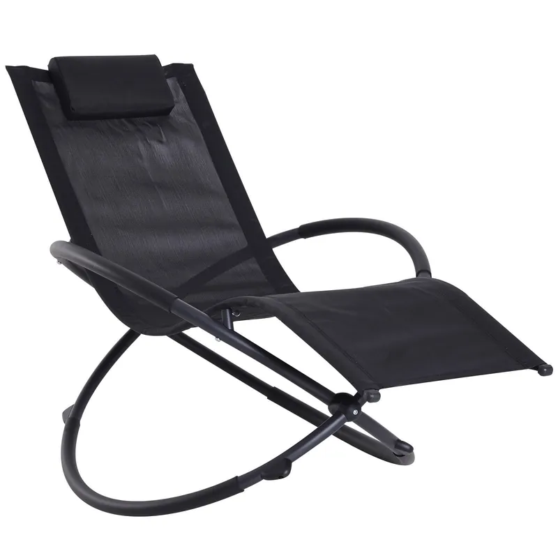 Easycomfort Sedia a Dondolo Design Moderno per Interni ed Esterni Texteline 154x80x84cm Nero