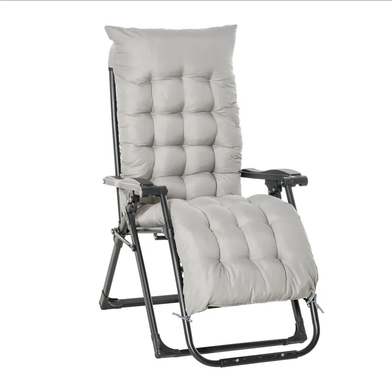 EASYCOMFORT Sedia Sdraio Pieghevole da Giardino con Schienale Reclinabile e Materassino, 90x65x110cm