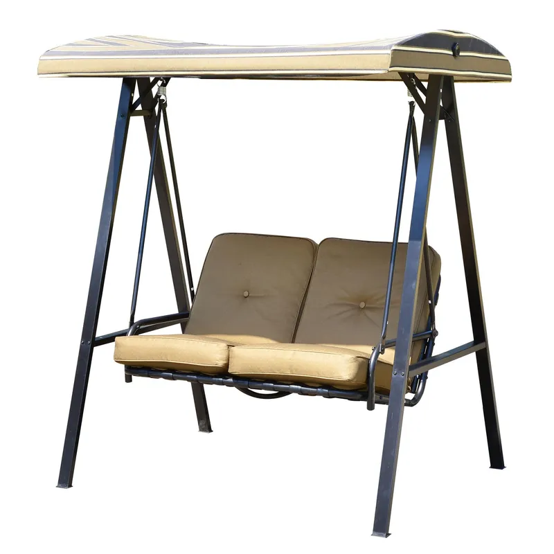 EASYCOMFORT Dondolo da Giardino a 2 Posti con Tetto Regolabile Struttura in Acciaio, 138 x 106 x 174cm