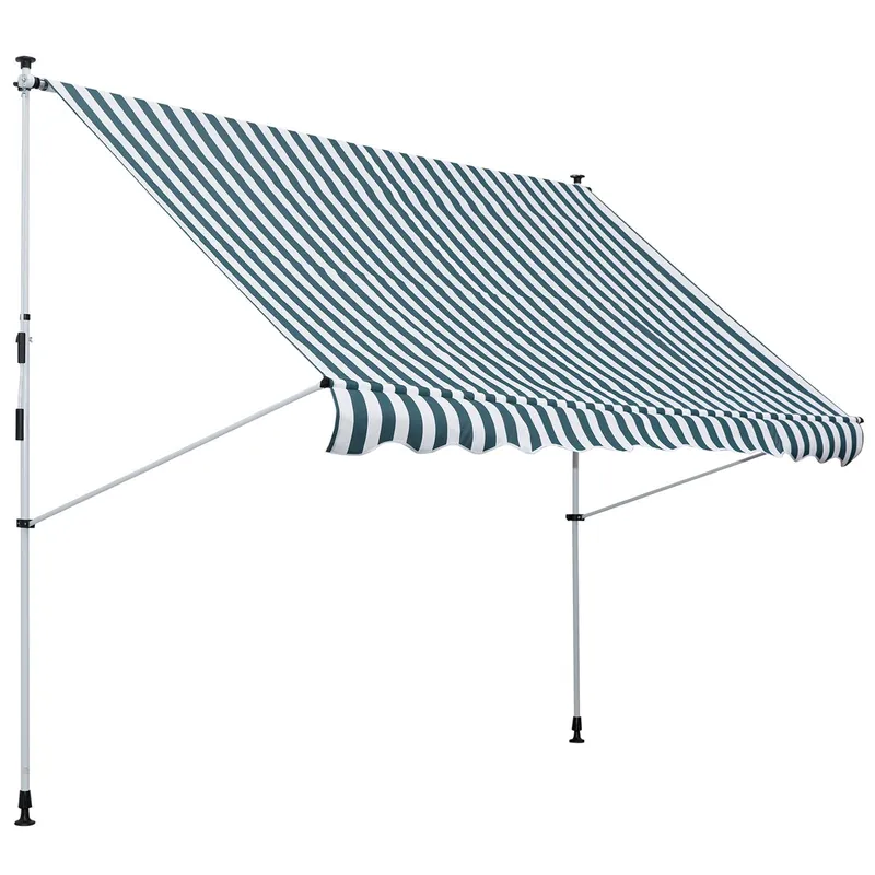 Easycomfort Tenda da Sole a Bracci 3x1.5m con Manovella e Struttura Telescopica, Bianco e Verde