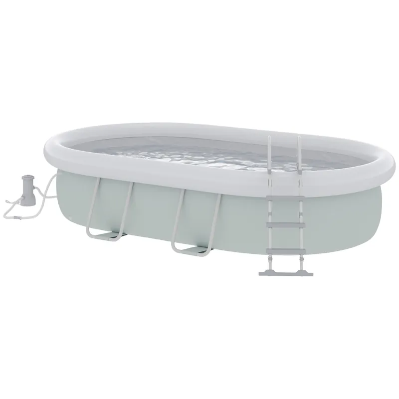 EASYCOMFORT Piscina Fuori Terra con Telaio in Acciaio, Filtro e Scaletta per 8 Persone, 540x304x106cm, Grigio