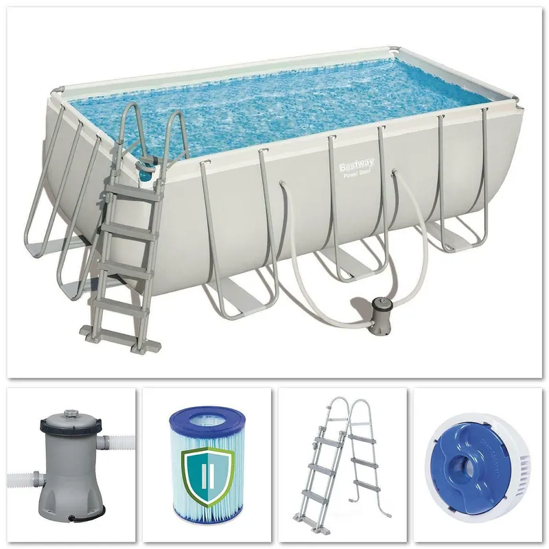 Piscina Fuori Terra Bestway 56629 Power Frame Steel Pool Con Telaio + Pompa (282x196x84h) 3.662 Litri