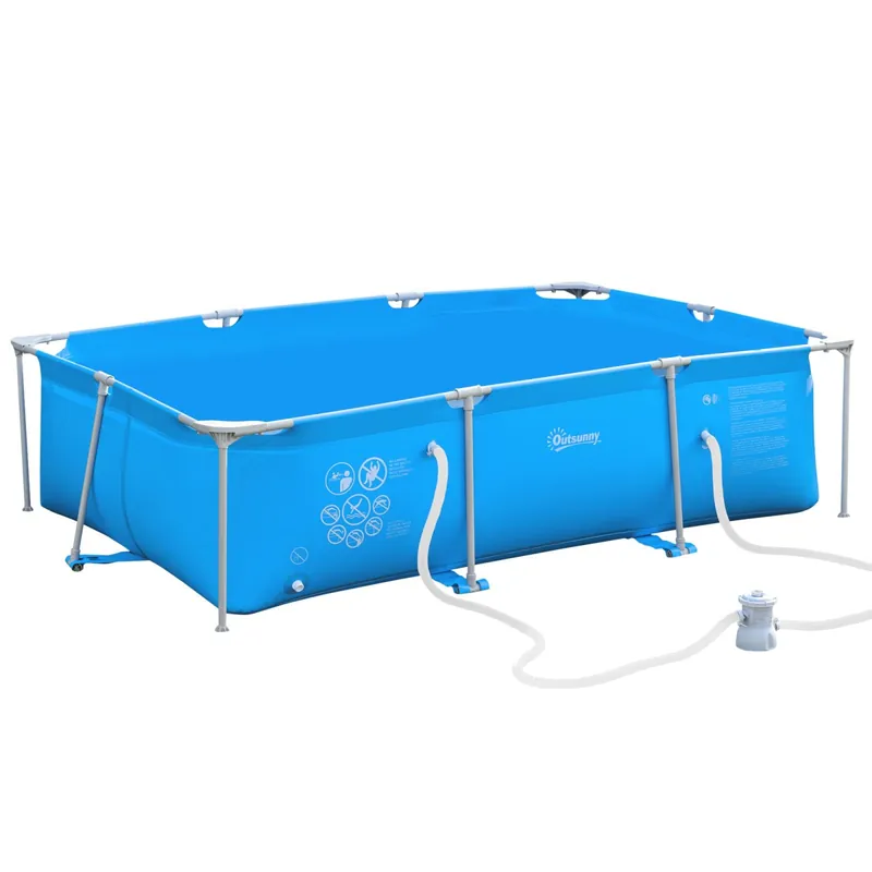 Easycomfort Piscina Autoportante da Esterno, Piscina Rettangolare Fuori Terra con Filtro e Valvola in Acciaio e PVC, Blu, 252x152x65cm