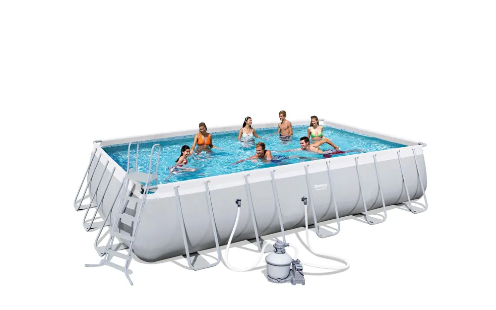 Piscina Bestway Fuori Terra Rettangolare Power Steel con top di copertura e scaletta + Filtro a sabbia da 5.678 l\\/h cod. 56471