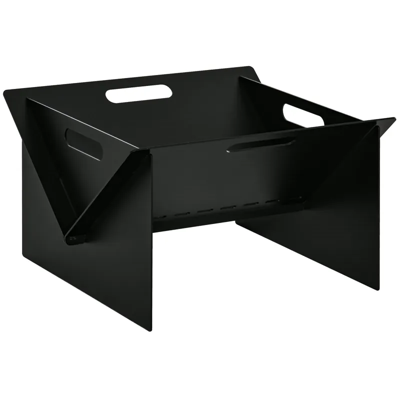Easycomfort Braciere da Giardino in Acciaio Quadrato con Maniglie, 50x45x30cm, Nero
