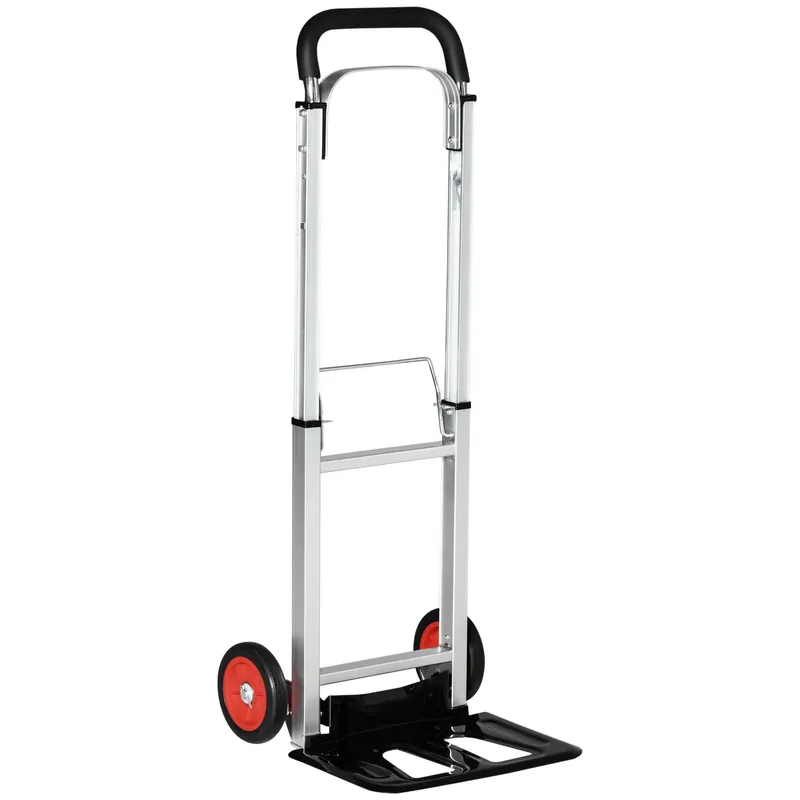 EASYCOMFORT Carrello Portapacchi Pieghevole in Alluminio e Acciaio con Maniglia Telescopica e 2 Ruote in EVA, 40x41x107 cm