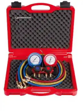 Rothenberger Kit Gruppo Manometrico 4 vie per R22, R134, R407 con Serie di tre Flessibili con Rubinetto