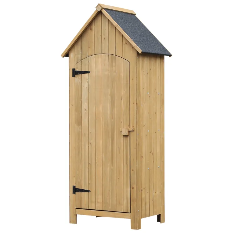 Easycomfort Casetta in Legno da Giardino con Anta, Armadio da Esterno Porta Attrezzi da Giardino con 3 Mensole, 77.5x54.2x179.5cm