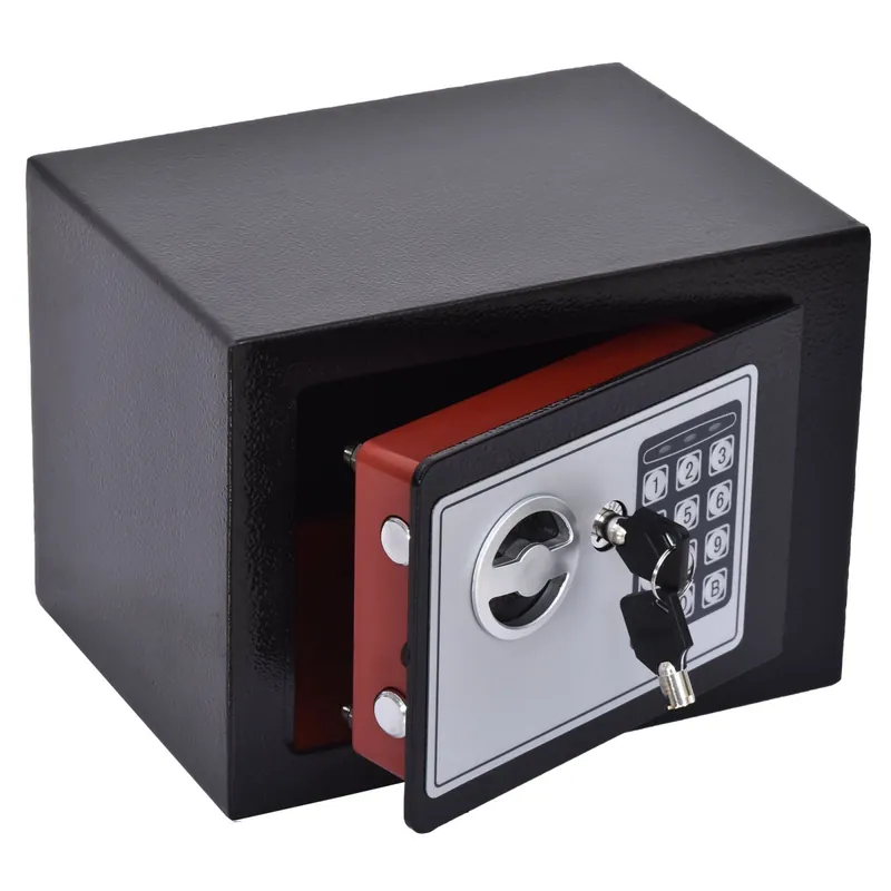 EASYCOMFORT Mini Cassaforte Elettronica con Combinazione e Chiavi di Emergenza, in Acciaio con Fissaggio a Muro, 23x17x17cm Nero