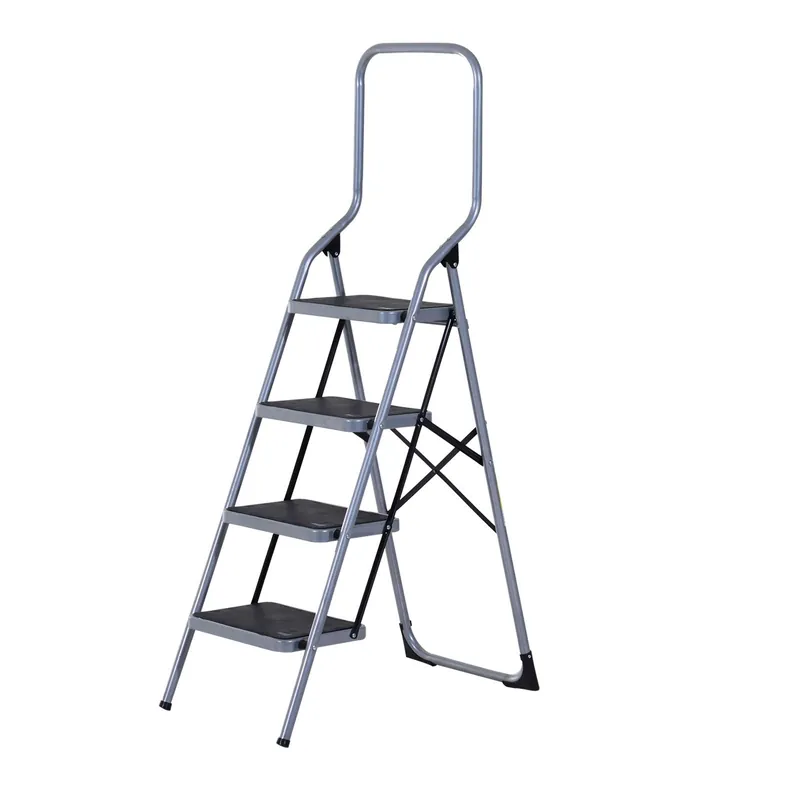 EASYCOMFORT Scala Pieghevole in Metallo con 4 Gradini Carico Massimo 150kg 48x63x155cm