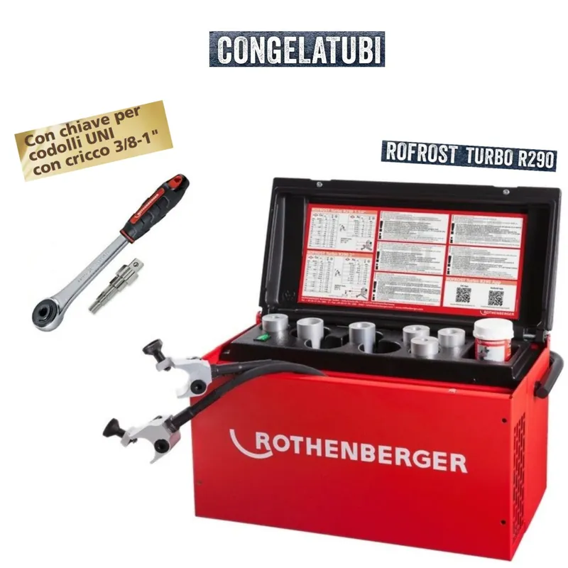 Macchina Congelatubi Ecologica Rothenberger Modello Rofrost Turbo R290 1.1\\/4\\"Con Chiave Per codoli UNI Con Cricco 3\\/8 - 1\\"